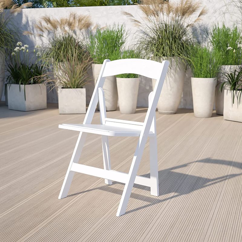 Photo 1 of Flash Furniture Hercules Series Folding Chair - White Resin - 1000LB Weight Capacity Comfortable Event Chair - Light Weight Folding Chair
