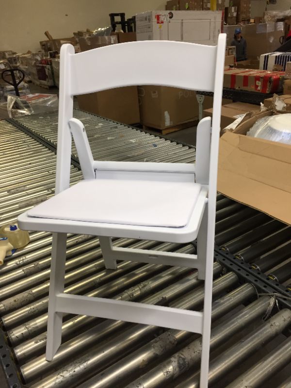 Photo 3 of Flash Furniture Hercules Series Folding Chair - White Resin - 1000LB Weight Capacity Comfortable Event Chair - Light Weight Folding Chair
