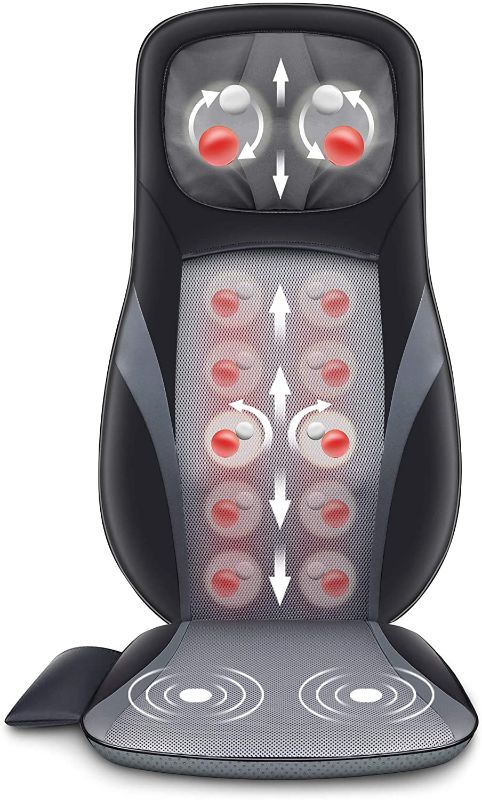 Photo 1 of SNAILAX Shiatsu Back Massager with Heat -Deep Kneading Massage Chair Pad with Adjustable Intensity, Shiatsu Chair Massager to Relax Full Body Muscle
