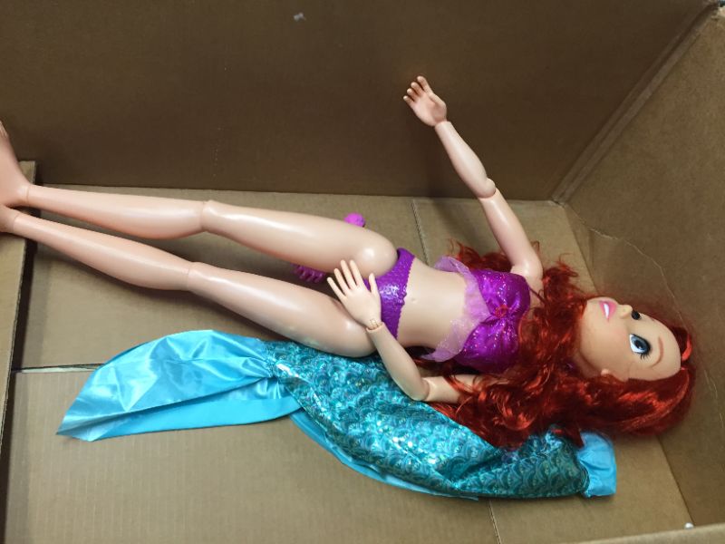 Photo 2 of Disney Princess Ariel Doll My Size 32" Tall Playdate Ariel Doll with Long Flowing Hair & Dinglehopper Hairbrush - Disney's The Little Mermaid 30 Year Anniversary
