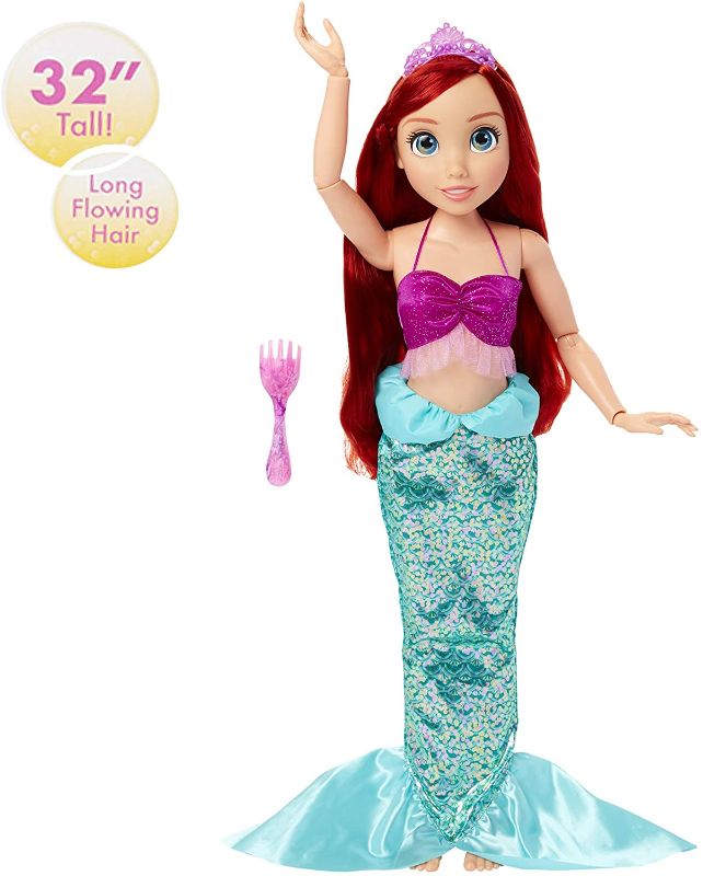 Photo 1 of Disney Princess Ariel Doll My Size 32" Tall Playdate Ariel Doll with Long Flowing Hair & Dinglehopper Hairbrush - Disney's The Little Mermaid 30 Year Anniversary
