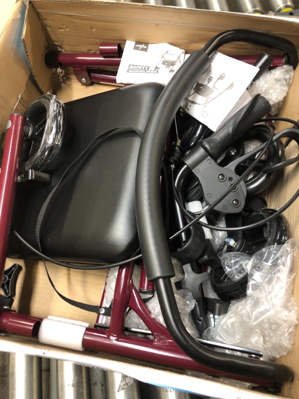 Photo 3 of Medline Steel Rollator Walker Burgundy 350 lbs Capacity