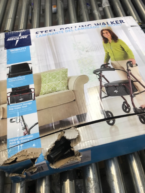 Photo 4 of Medline Steel Rollator Walker Burgundy 350 lbs Capacity