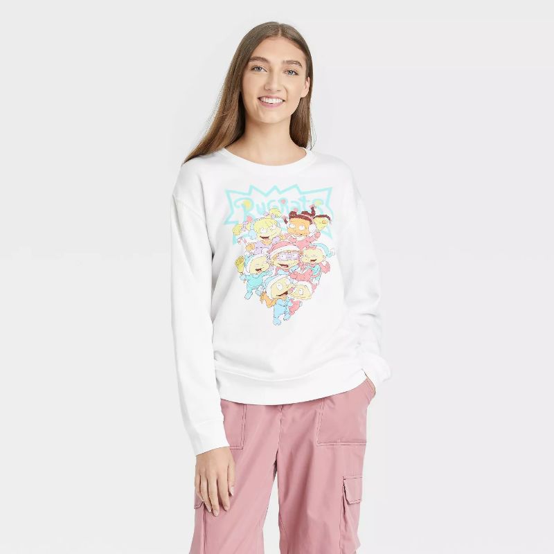 Photo 1 of Women's Holiday Rugrats Graphic Sweatshirt - White XL