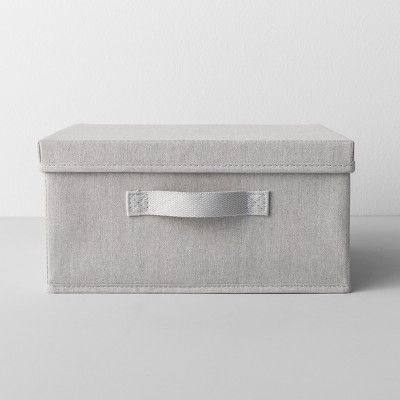 Photo 1 of 13"X13"X6" Short Fabric Bin with Lid Light Gray - Made By Design™