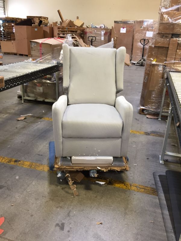 Photo 4 of Baby Relax Rylee Tall Wingback Glider Recliner Chair, Light Gray Linen