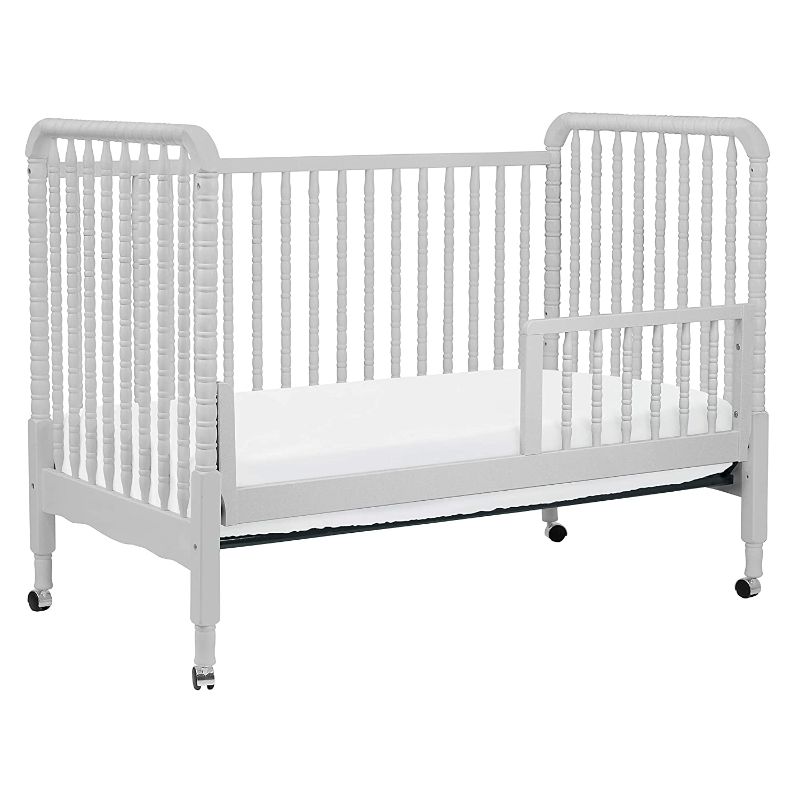 Photo 1 of DaVinci Jenny Lind 3-in-1 Convertible Crib in Fog Grey, Removeable Wheels, Greenguard Gold Certified
