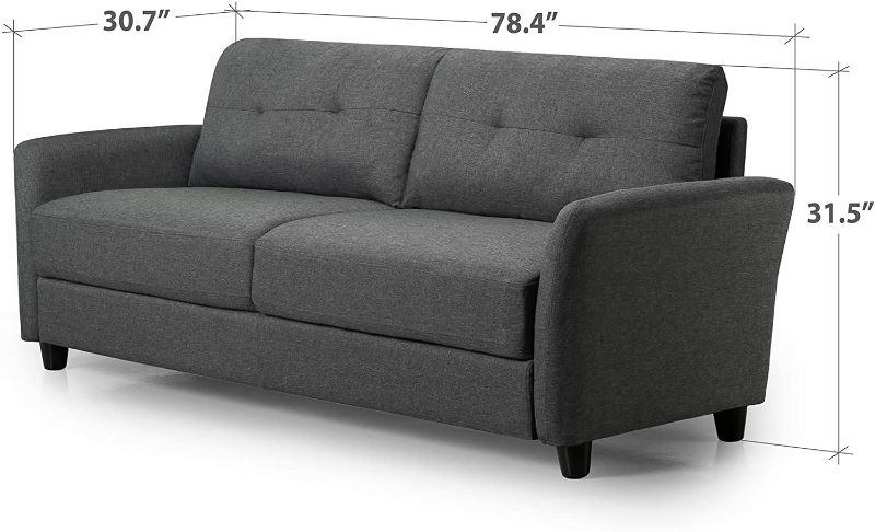 Photo 1 of Zinus Ricardo Contemporary Upholstered 78.4 inch Sofa / Living Room Couch Dark Grey