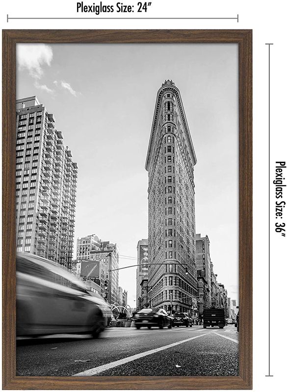 Photo 1 of Americanflat 24x36 Poster Frame in Mahogany with Polished Plexiglass - Horizontal and Vertical Formats with Included Hanging Hardware
