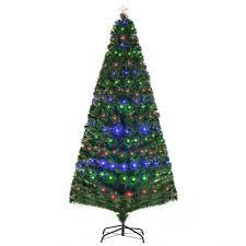 Photo 1 of 7 ft. Pre-Lit LED Douglas Fir Artificial Christmas Tree with LED RGB Lights and Fiber Optic Color
