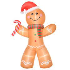 Photo 1 of 8 ft. x 5.5 ft. Pre-Lit LED Holiday Characters Christmas Inflatable