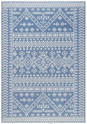 Photo 1 of Kandace Tribal Blue 5 ft. x 8 ft. Indoor/Outdoor Area Rug
