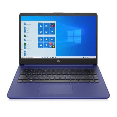 Photo 1 of HP 14 Stream Touchscreen Laptop with Windows 10 Home in S mode  AMD Processor  4GB RAM Memory  64GB Flash Storage  Indigo Blue 14fq0037nr