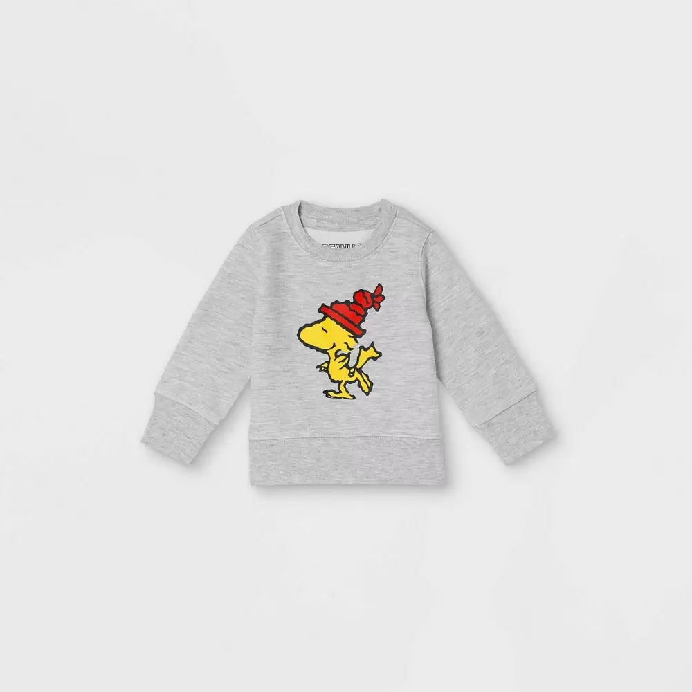 Photo 1 of Baby Peanuts Family Holiday Graphic Sweatshirt - Light Gray Wash 12M