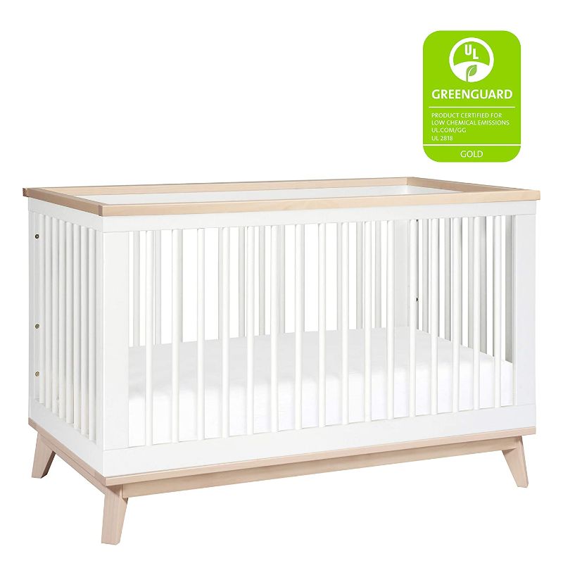 Photo 1 of Babyletto Scoot 3-in-1 Convertible Crib with Toddler Bed Conversion Kit in White and Washed Natural, Greenguard Gold Certified
W