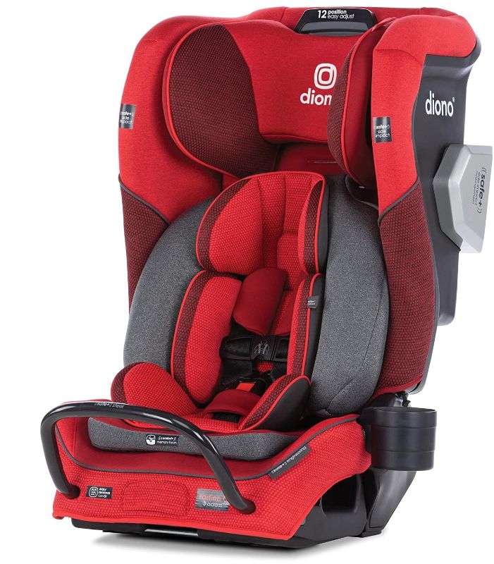 Photo 1 of Diono Radian 3QXT 4-in-1 Rear and Forward Facing Convertible Car Seat, Safe Plus Engineering, 4 Stage Infant Protection, 10 Years 1 Car Seat, Slim Fit 3 Across, Red Cherry
