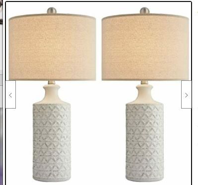 Photo 1 of 24.75’’ Modern Contemporary Ceramic Table Lamp Set of 2 for Living Room White
