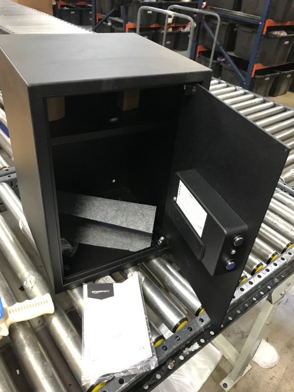 Photo 1 of Amazon Basics Steel Home Security Safe with Programmable Keypad - Secure Documents, Jewelry, Valuables - 1.8 Cubic Feet, 13.8 x 13 x 19.7 Inches, Black
