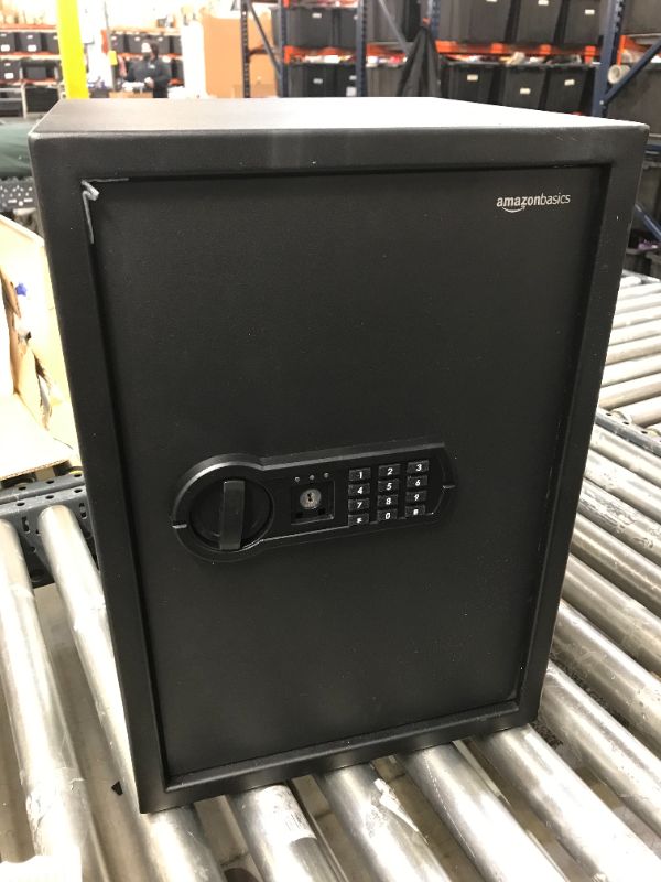 Photo 1 of Amazon Basics Steel Home Security Safe with Programmable Keypad - Secure Documents, Jewelry, Valuables - 1.8 Cubic Feet, 13.8 x 13 x 19.7 Inches, Black
