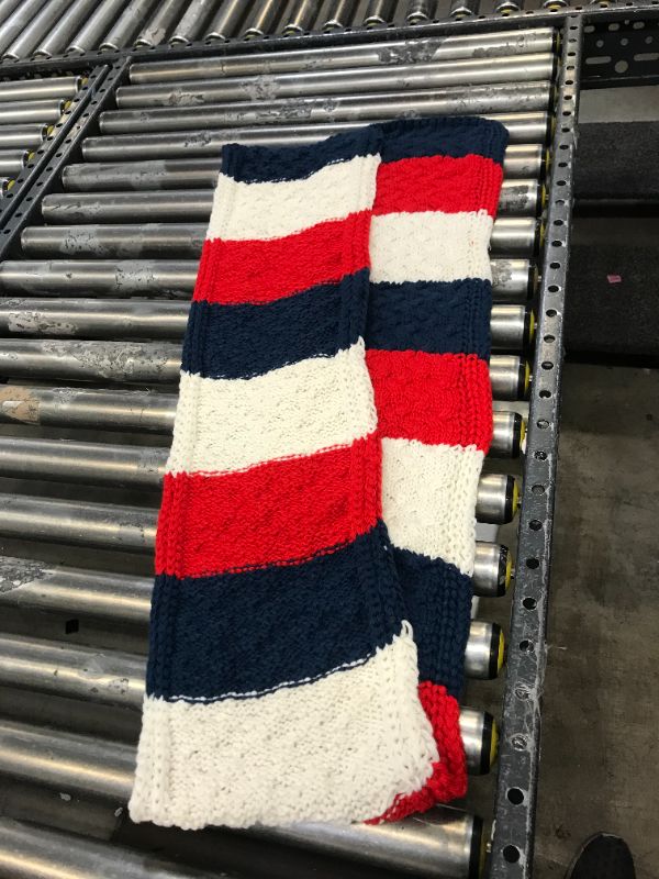 Photo 1 of 70 INCH RED WHITE AND BLUE  SCARF KNITTED 