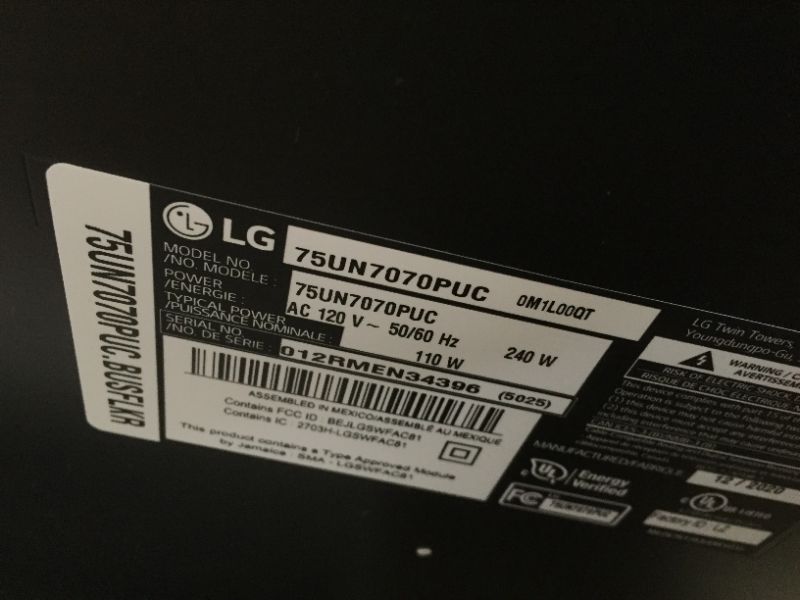 Photo 1 of LG - 75" Class UN7070 Series LED 4K UHD Smart webOS TV
