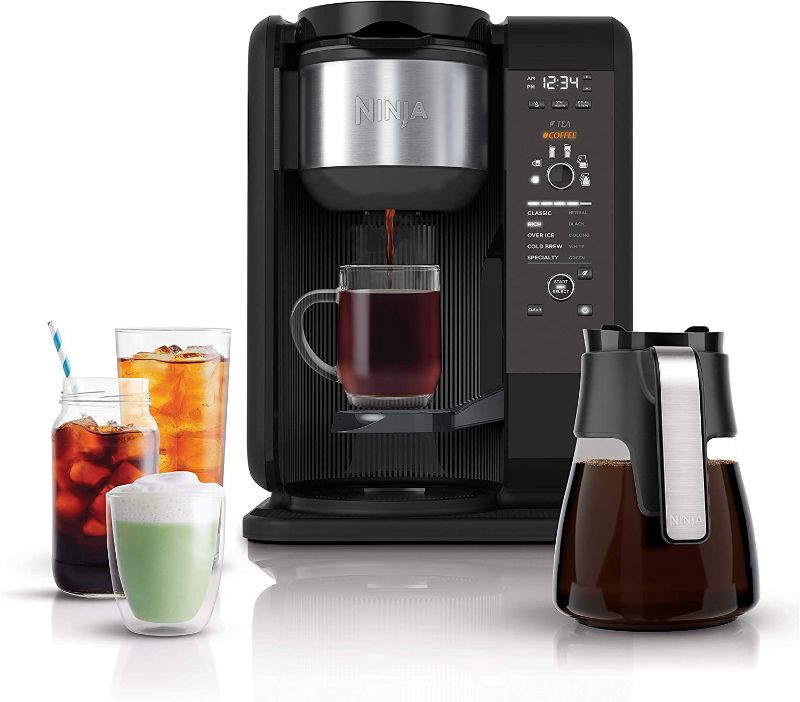 Photo 1 of Ninja Hot and Cold Brewed System, Auto-iQ Tea and Coffee Maker with 6 Brew Sizes, 5 Brew Styles, Frother, Coffee & Tea Baskets with Glass Carafe (CP301)

