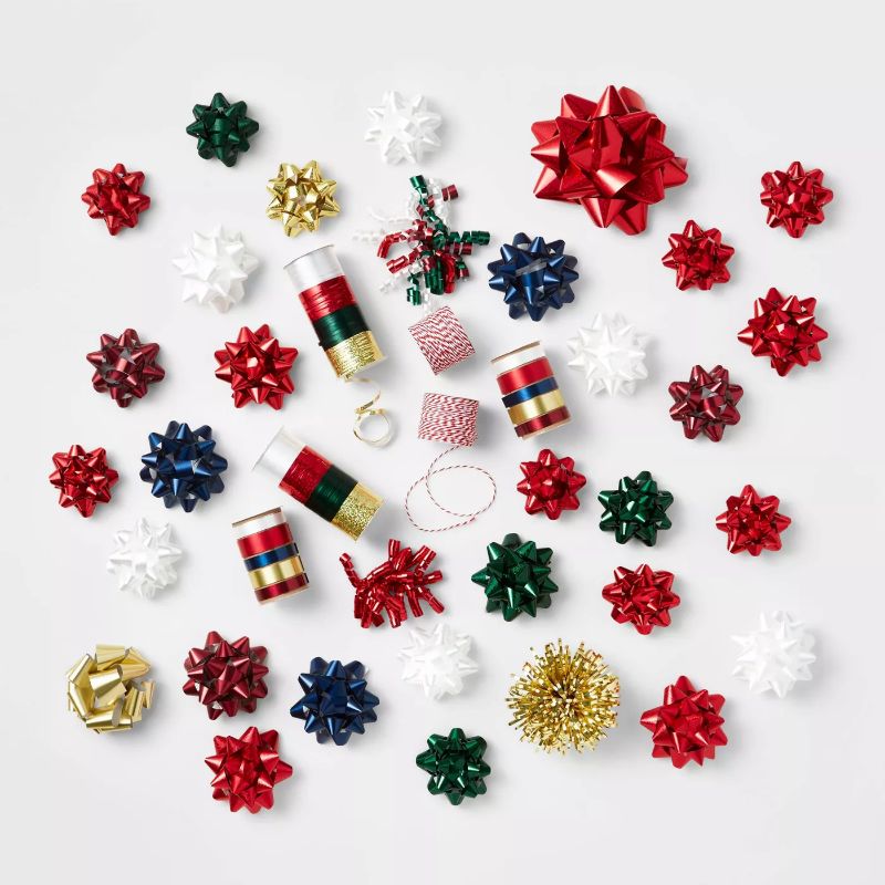 Photo 1 of 39ct Christmas Bow & Ribbon Kit Red/Green/Navy - Wondershop™
