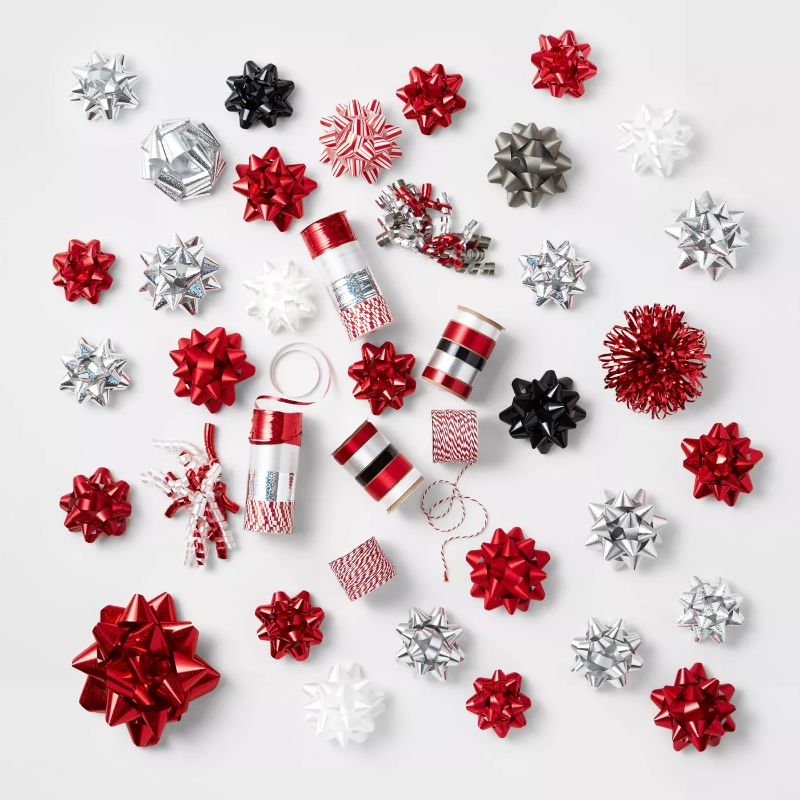 Photo 1 of 39ct Christmas Bow & Ribbon Kit Red/White/Silver - Wondershop™
