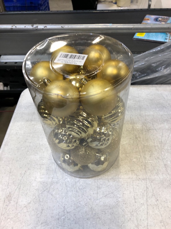 Photo 2 of XmasExp 60mm/2.36" Christmas Ball Ornaments Shatterproof Christmas Ornaments Set Decorations for Xmas Tree Balls - 34ct (2.36'', Gold)
