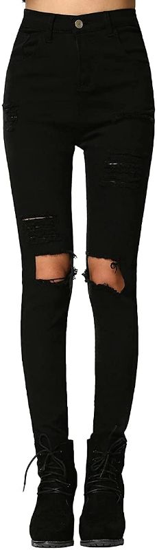 Photo 1 of ALLABREVE Women's Ripped Skinny Jeans Hight Waisted Stretch Distressed Denim Jeans for Women Juniors Girls Pants. Medium
