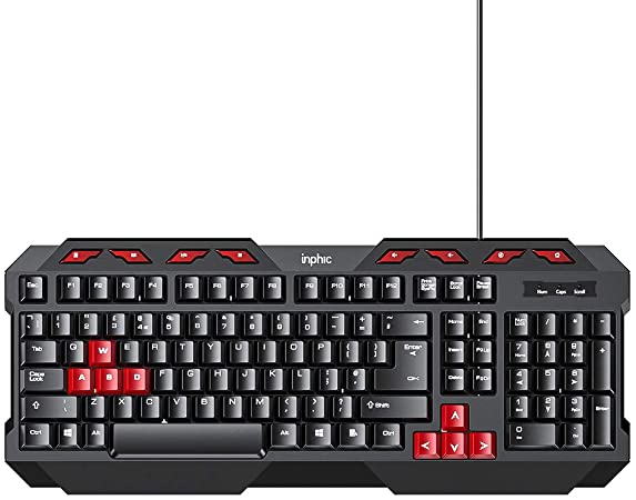 Photo 1 of Computer Wired Keyboard, Inphic Full Size USB Keyboard with 112 Keys, Numeric Keypad, Media Keys, Home Office and Gaming, Plug and Play for Windows/PC/Laptop/Desktop, US Layout, Black
