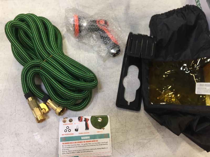 Photo 2 of 50FT Expandable Garden Hose, Extra Strength 3750D Expanding Water Hose with Multi-function Spray Nozzle & 3/4" Solid Brass Fittings, No-Kink/Lightweight/Durable/Flexible Garden Hose for Watering