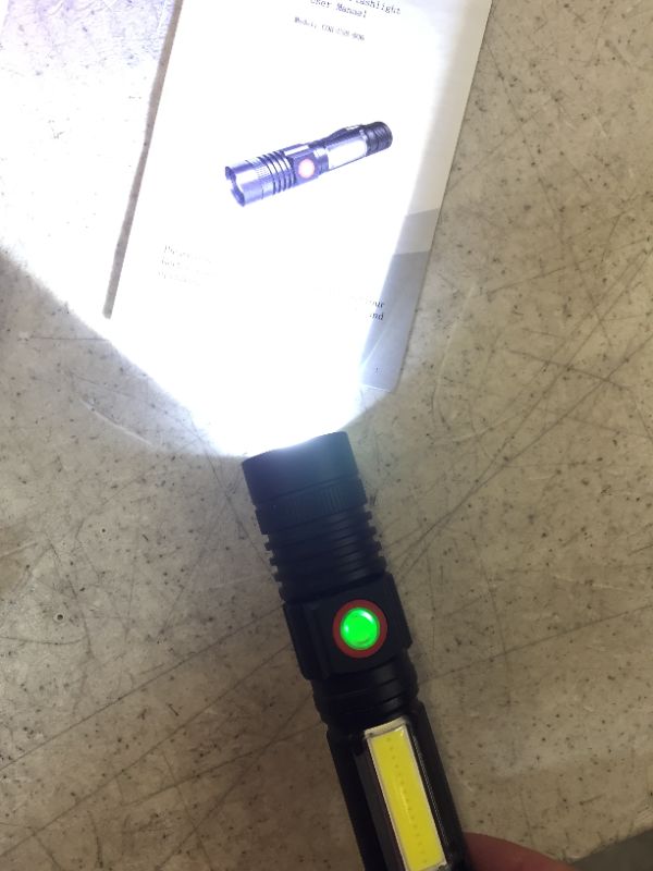 Photo 1 of Rechargeable Flashlight (1200mah Battery Included), Super Bright Magnetic LED Flashlight with COB Light, Pocket-Sized Tactical Flashlight, Zoomable, 4Modes, Waterproof Flashlight for Camping,Emergency