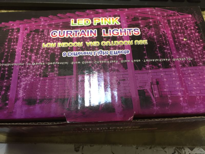 Photo 3 of Curtain Lights, Pink 8 Modes LED String Lights for Garden, Girls' Room, Party, Window and Wall Decorations