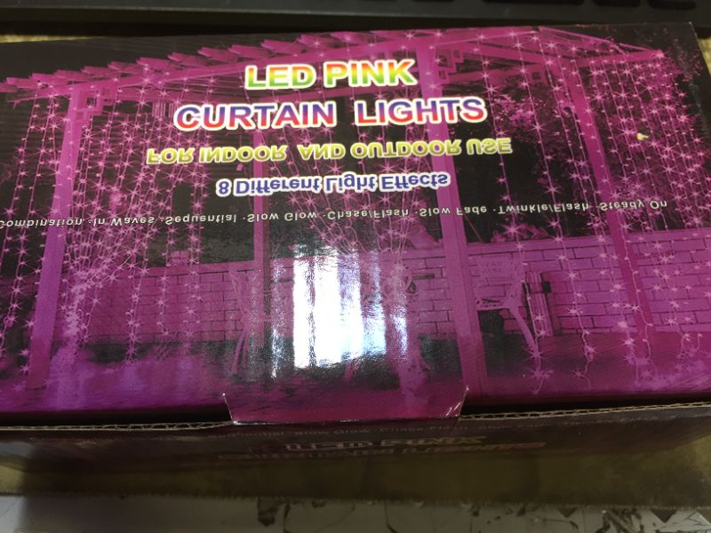 Photo 1 of Curtain Lights, Pink 8 Modes LED String Lights for Garden, Girls' Room, Party, Window and Wall Decorations