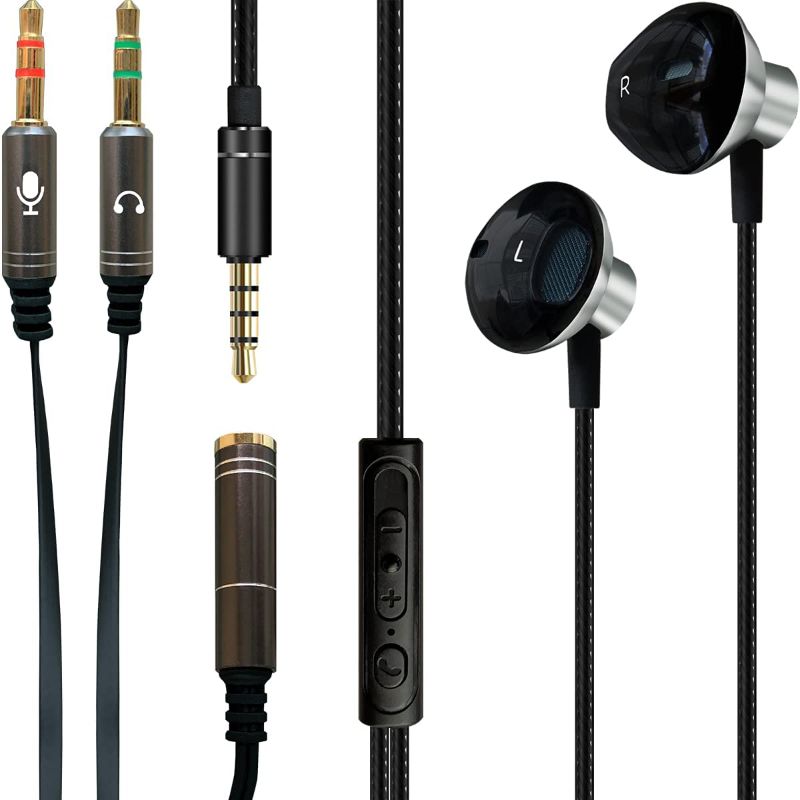 Photo 1 of enfizi Enf_E260 3.5mm Wired Earbuds with Microphone, in-Ear Earphones, Stereo Headphones, Metal Frame Earphone with 3.5mm Splitter, Bass Headset for Phone, Laptops, MP3, Gaming, Walkman, Computer