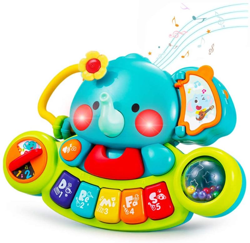 Photo 1 of HOLA Baby Piano Toys 6 to 12 Months, Elephant Musical Light up Keyboard Toys for Toddlers 1-3, Kids Infant Learning Educational Toys Gifts for 1 Year Old Girls Boys, 6 9 12 18 24 Month Old Baby Toys
