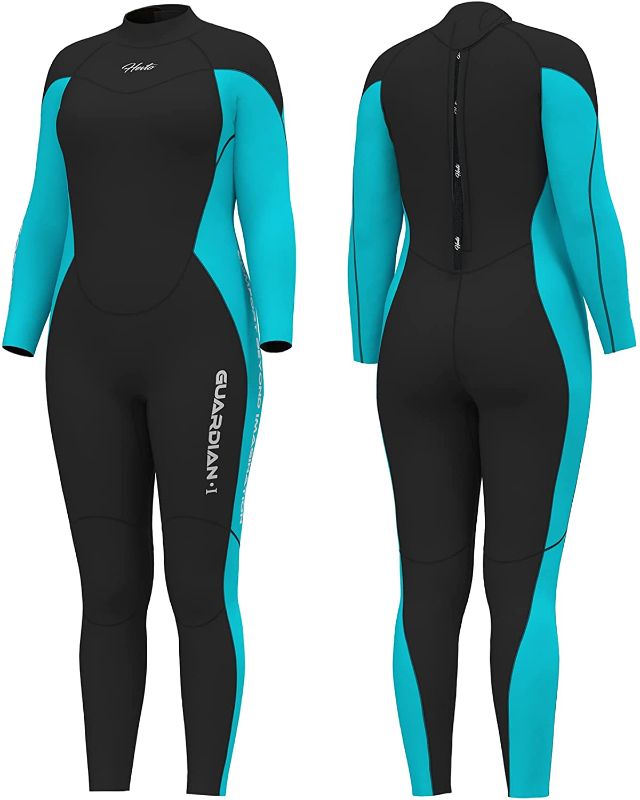 Photo 2 of Hevto Wetsuits Plus Size Men and Women 3mm Neoprene Full Scuba Diving Suits Surfing Swimming Long Sleeve Keep Warm Back Zip for Water Sports (Woman, L3)
