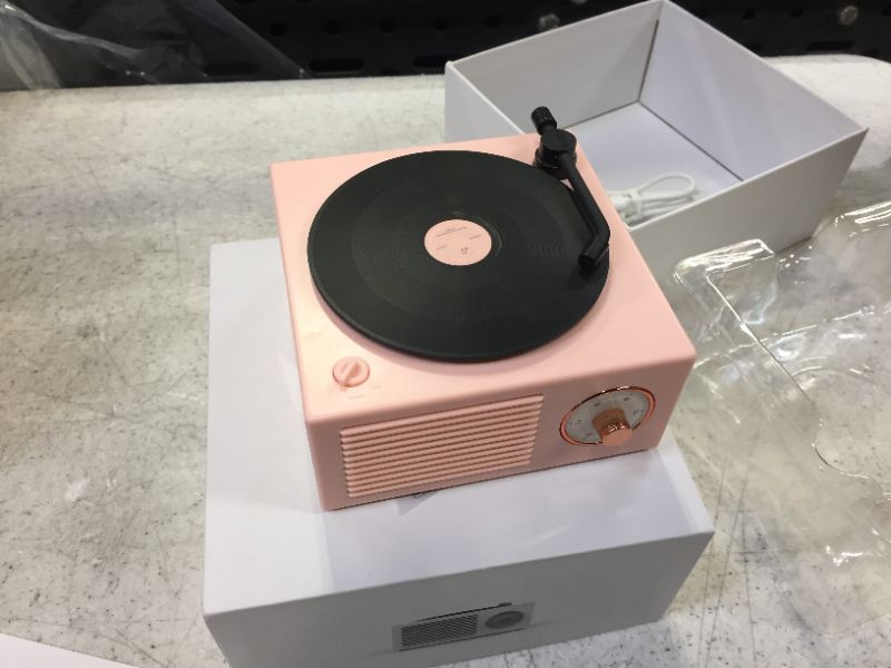 Photo 2 of Vinyl Record Player Style Bluetooth Speaker Old Fashioned Classic Style Pink Cute Look Gift for Girls Bass Enhancement Loud Volume Speaker by Wetocke
