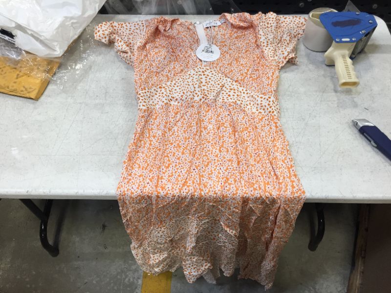 Photo 1 of Petal + Pup Women's Orange Floral Dress (Size 8)