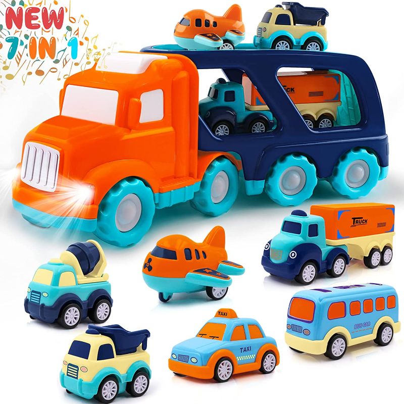 Photo 1 of Toddler Toys Car for Boys: Kids Toys for 1 2 3 4 5 Year Old Boys Girls | Boy Toys 7 in 1 Carrier Vehicle Toy Trucks Baby Toys 12-18 Months Party Christmas Birthday Gifts for Boys Toddler Toys Age 2-4
