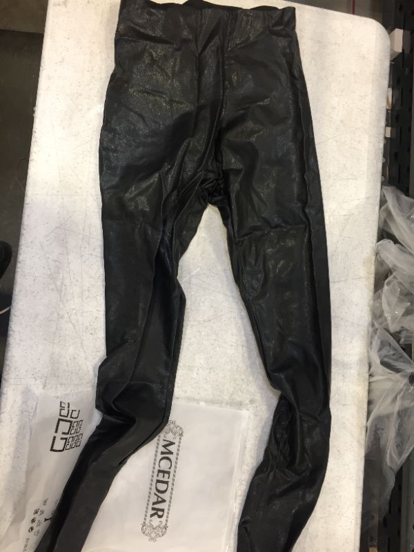 Photo 2 of cedar women's faux leather pants leggins color black size large 