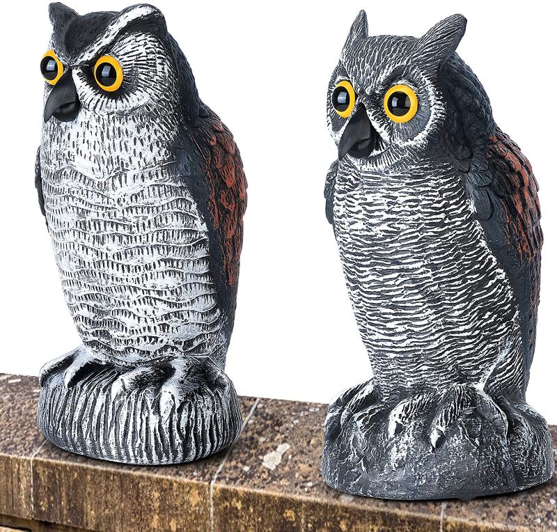 Photo 1 of 10 inches decorative hollow owls  Plastic Owl to Keep Birds Away,Owl Scarecrows for Bird Control for Garden Yard Outdoor… (2)
