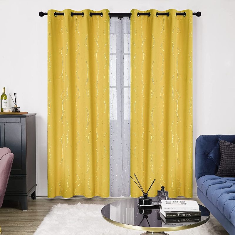 Photo 1 of 42 x 63 Inch long blackout curtain color yellow mustard 