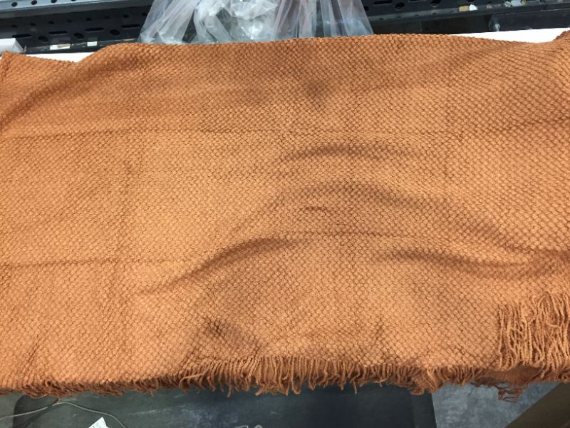 Photo 3 of 51 x 30 inches decorative throw blanket color light brown/ rust 