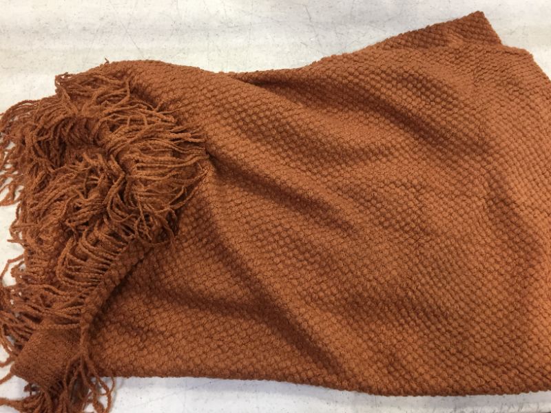 Photo 2 of 51 x 30 inches decorative throw blanket color light brown/ rust 
