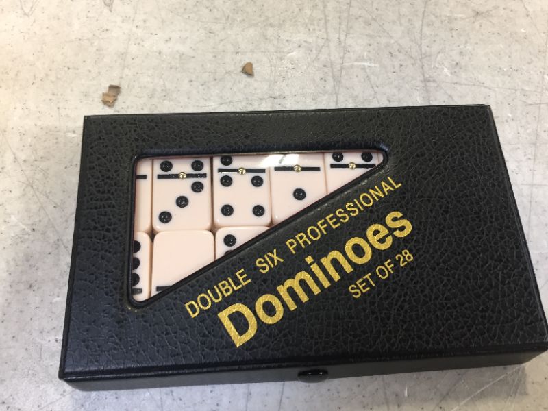 Photo 2 of CHH Double 6 Professional Sized Dominoes with Spinner - Ivory
