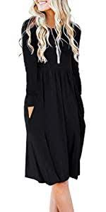 Photo 1 of DB MOON Women Summer Casual Long Sleeve Dresses Empire Waist Dress with Pockets size medium 