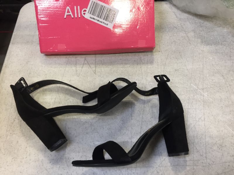 Photo 3 of Allegra K Women's High Chunky Heel Buckle Ankle Strap Sandals color black size 9 
