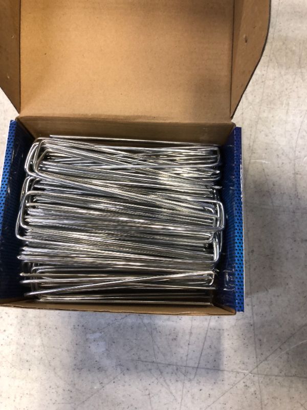 Photo 1 of AlpineReach Galvanized Landscape Staples - 200 Garden Stakes Steel 6 Inch Heavy Duty Anti Rust for Sod, Fencing, Barrier Fabric Edging Cover 